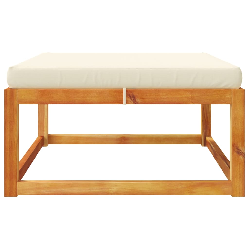 Taburete de jardín con cojín madera maciza acacia 65x65x29 cm
