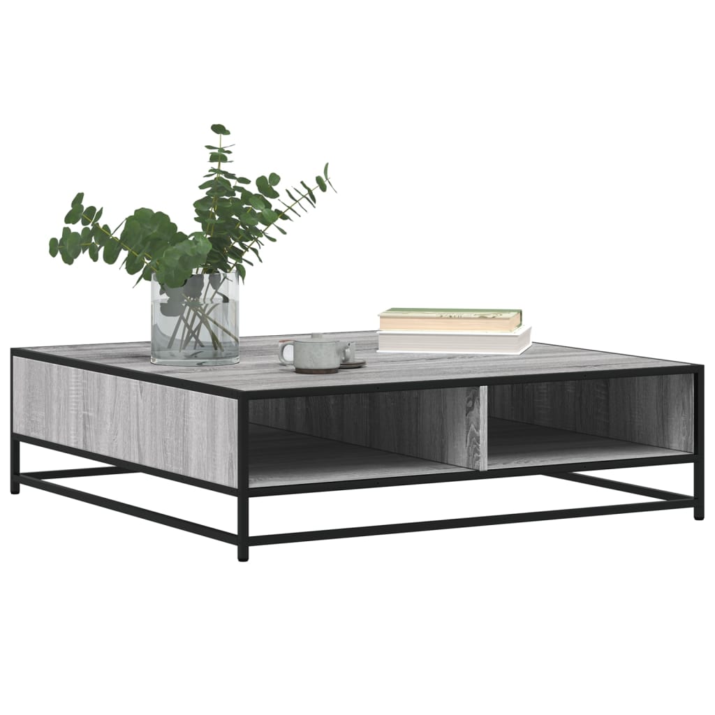 Mesa centro madera ingeniería y metal gris Sonoma 100x100x30 cm