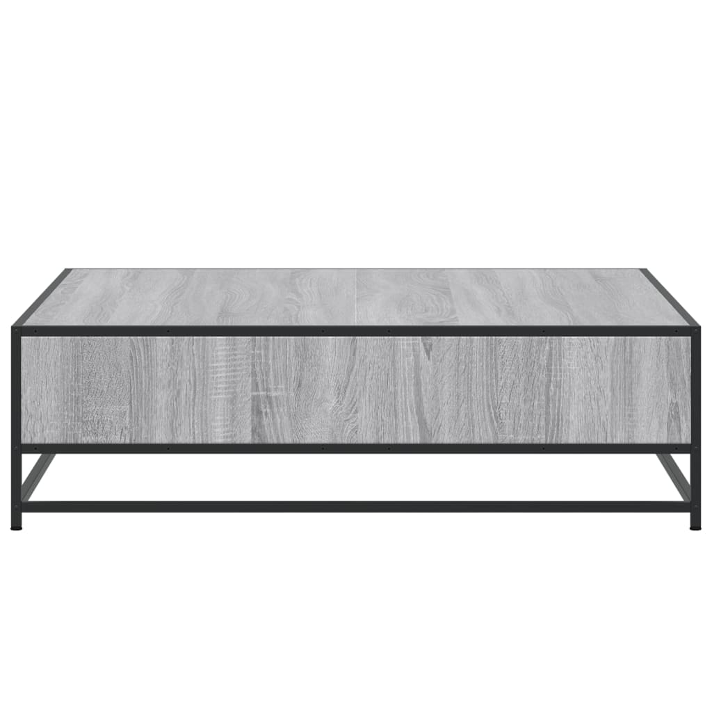 Mesa centro madera ingeniería y metal gris Sonoma 100x100x30 cm