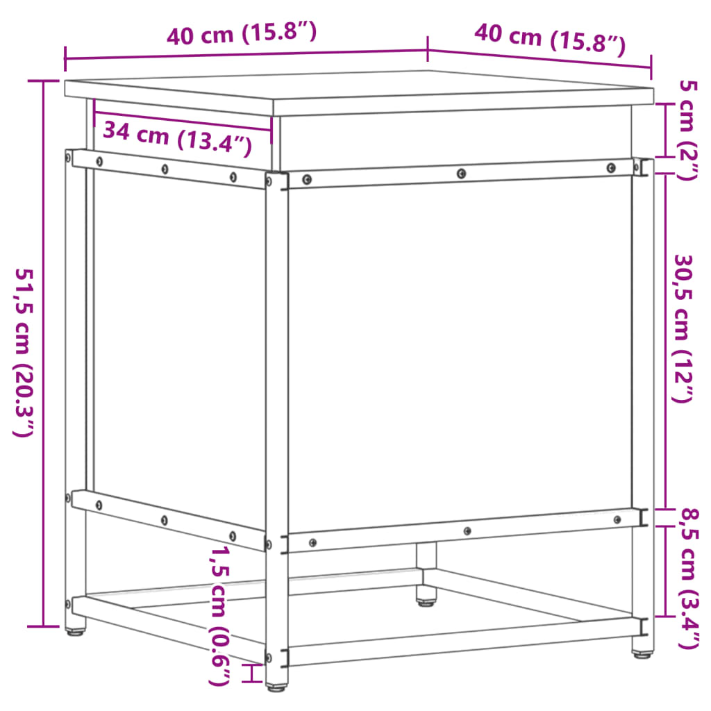 Caja almacenaje con tapa madera ingeniería negro 40x40x51,5 cm