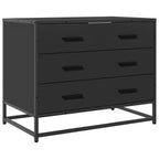 Cajonera de madera contrachapada negro 70x41x56 cm