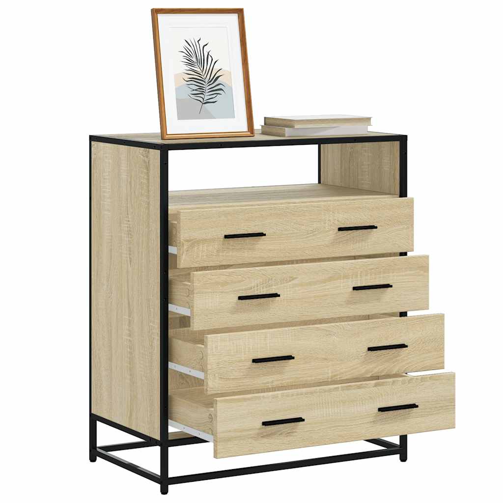 Cajonera de madera contrachapada negro 70x41x56 cm