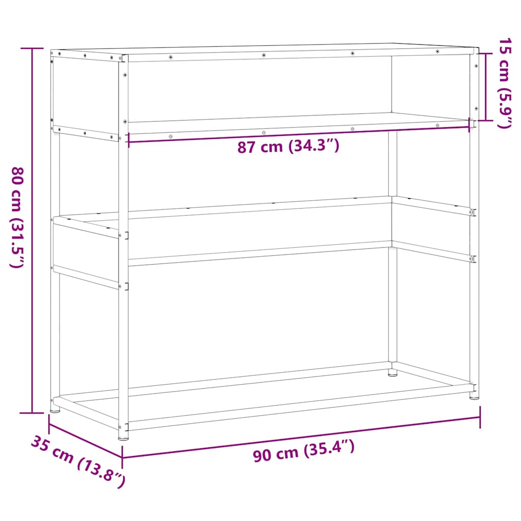 Mesa consola de madera contrachapada negro 90x35x80 cm