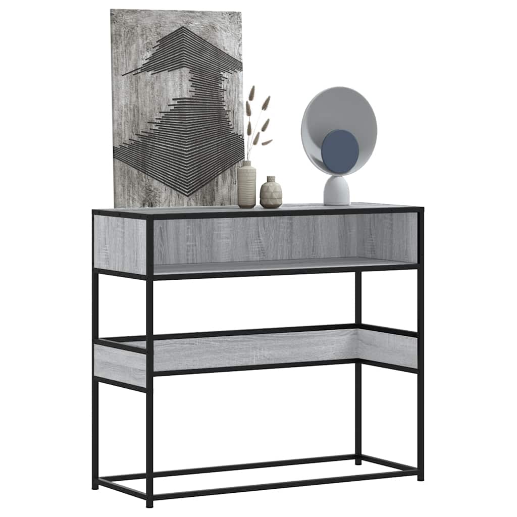 Mesa consola de madera contrachapada negro 90x35x80 cm