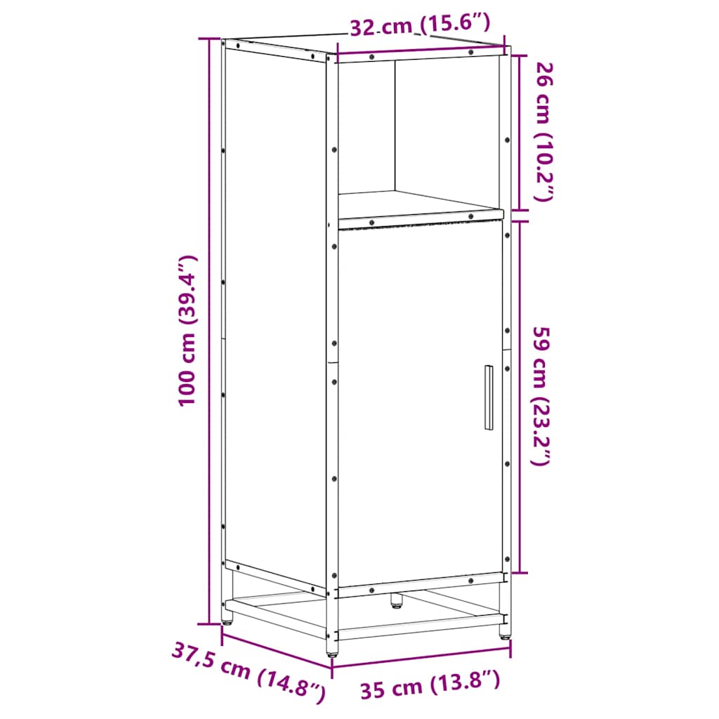 Armario de baño de roble Sonoma 35x37,5x100 cm Madera de ingeniería