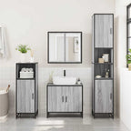 Armario de baño madera contrachapada gris sonoma 35x37,5x100 cm