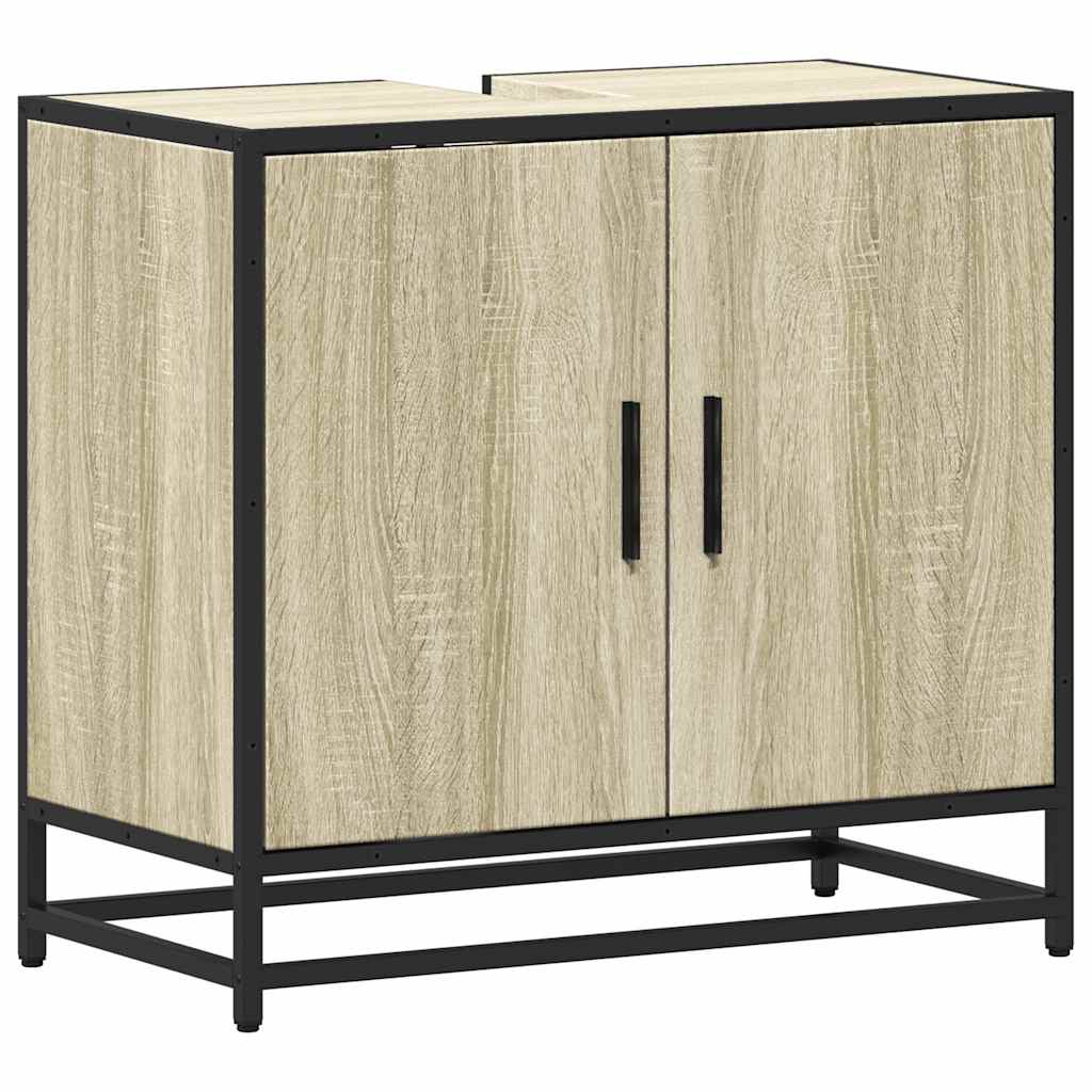 Mueble de lavabo de baño roble Sonoma 65x33x60 cm madera de ingeniería