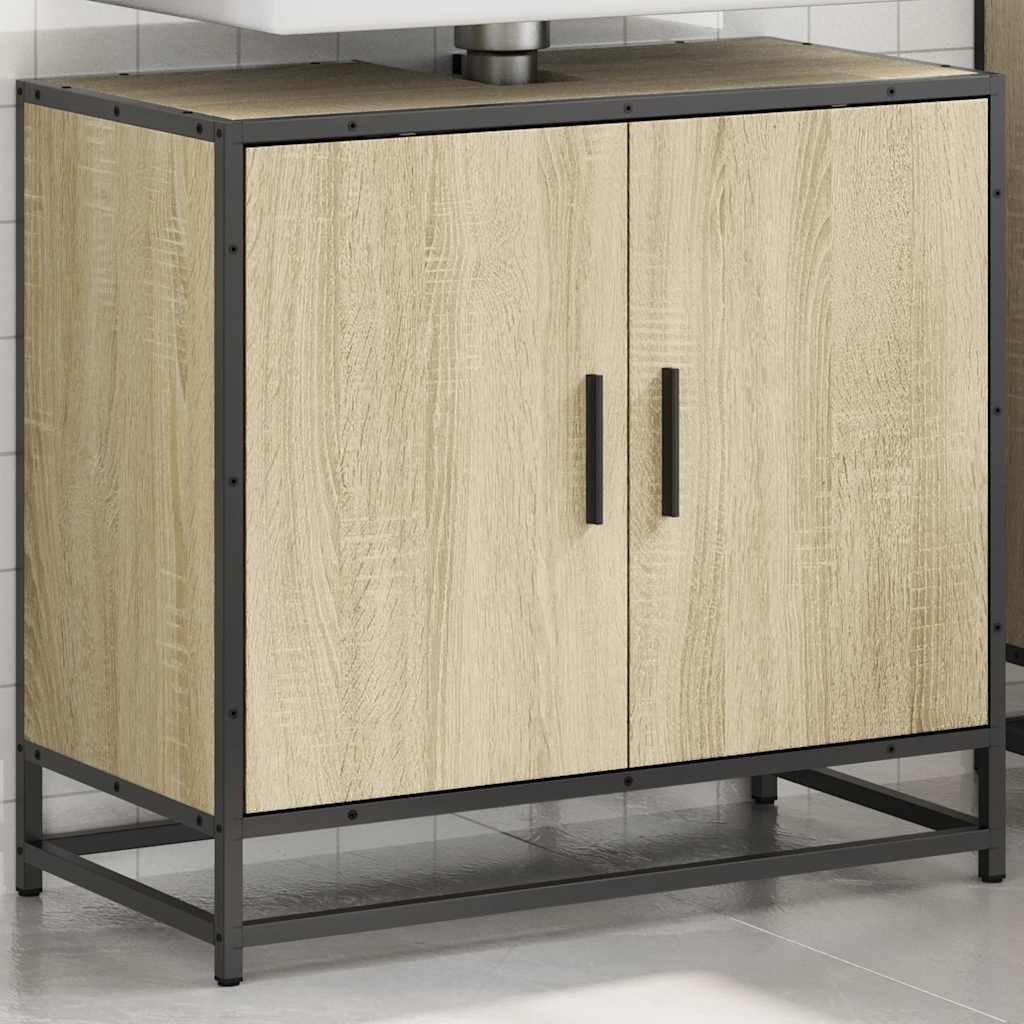 Mueble de lavabo de baño roble Sonoma 65x33x60 cm madera de ingeniería
