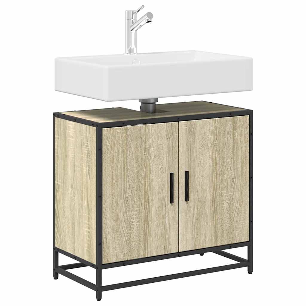 Mueble de lavabo de baño roble Sonoma 65x33x60 cm madera de ingeniería