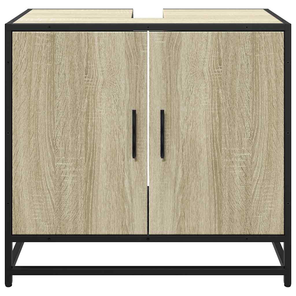 Mueble de lavabo de baño roble Sonoma 65x33x60 cm madera de ingeniería
