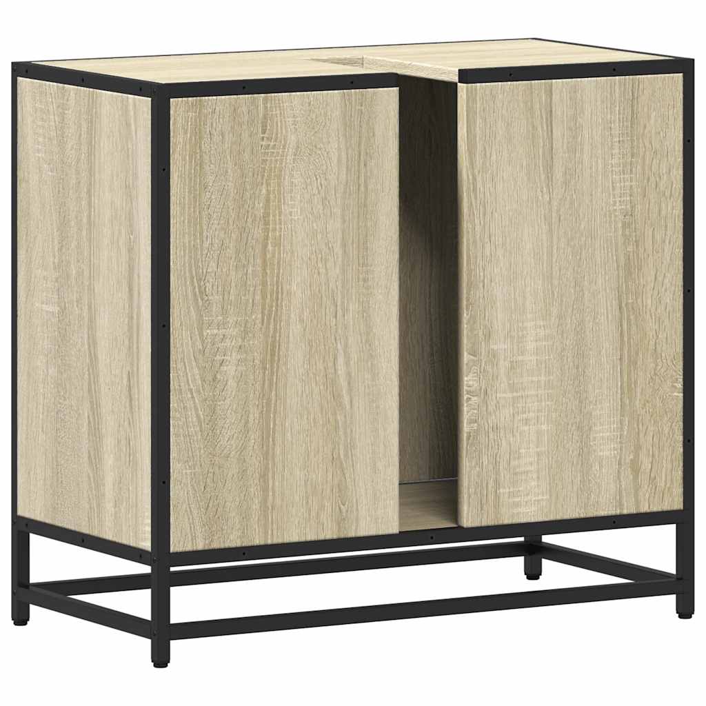 Mueble de lavabo de baño roble Sonoma 65x33x60 cm madera de ingeniería