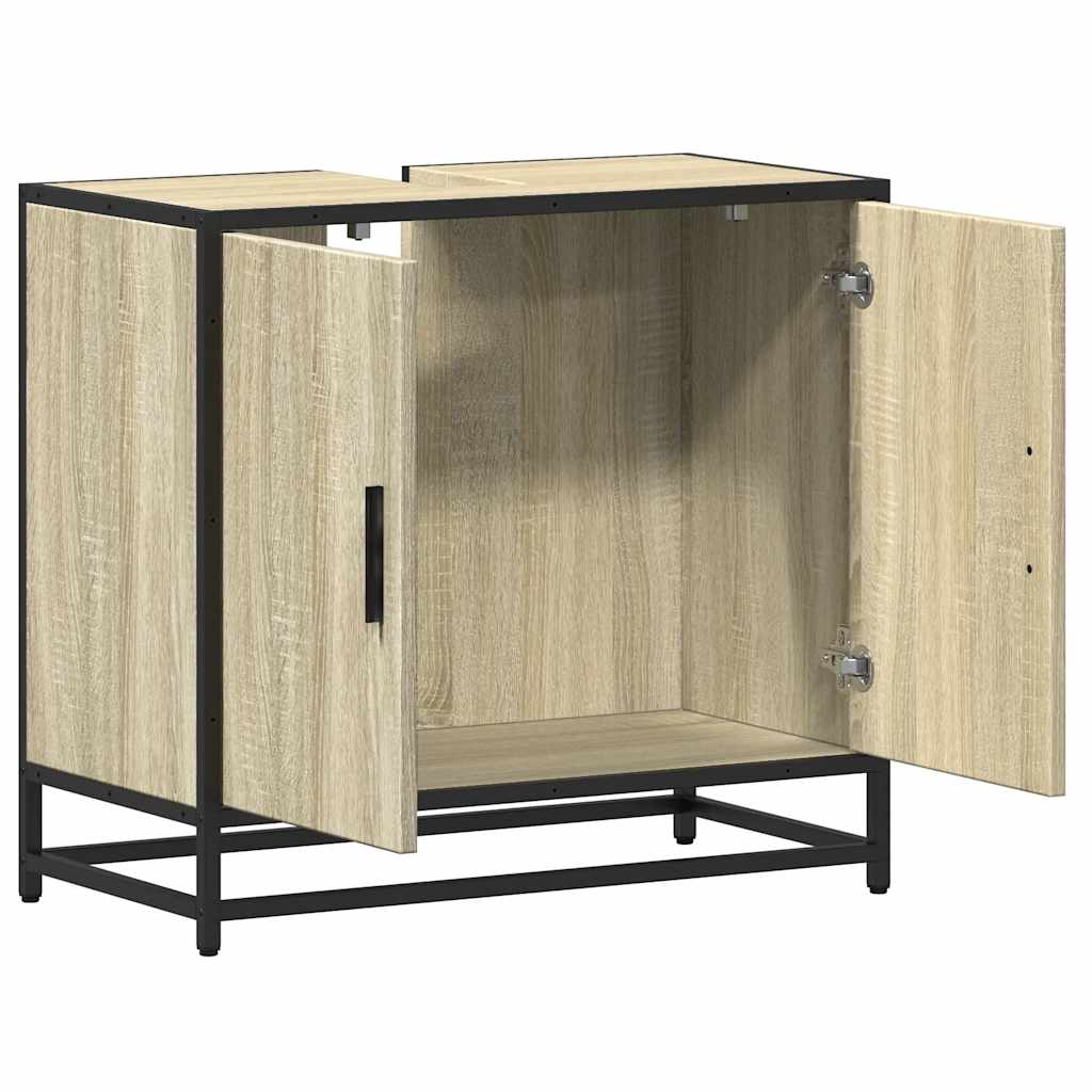 Mueble de lavabo de baño roble Sonoma 65x33x60 cm madera de ingeniería