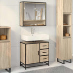 Armario de lavabo de baño madera ingeniería negro 80x33x60 cm