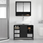 Armario de lavabo de baño madera ingeniería negro 80x33x60 cm