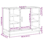 Armario de lavabo de baño madera ingeniería negro 80x33x60 cm
