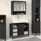 Armario de lavabo de baño madera ingeniería negro 80x33x60 cm