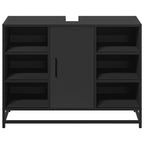 Armario de lavabo de baño madera ingeniería negro 80x33x60 cm
