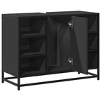 Armario de lavabo de baño madera ingeniería negro 80x33x60 cm