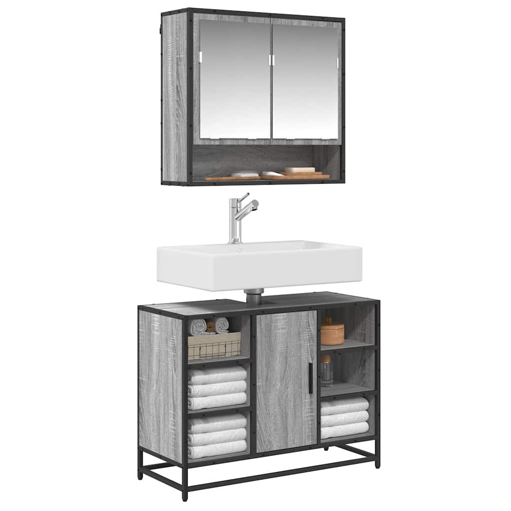 Armario de lavabo para baño madera maciza de mango 62x33x58 cm