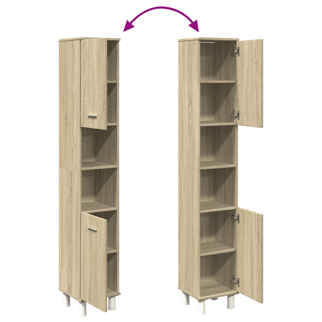 Armario de baño madera ingeniería roble Sonoma 30,5x30x179 cm