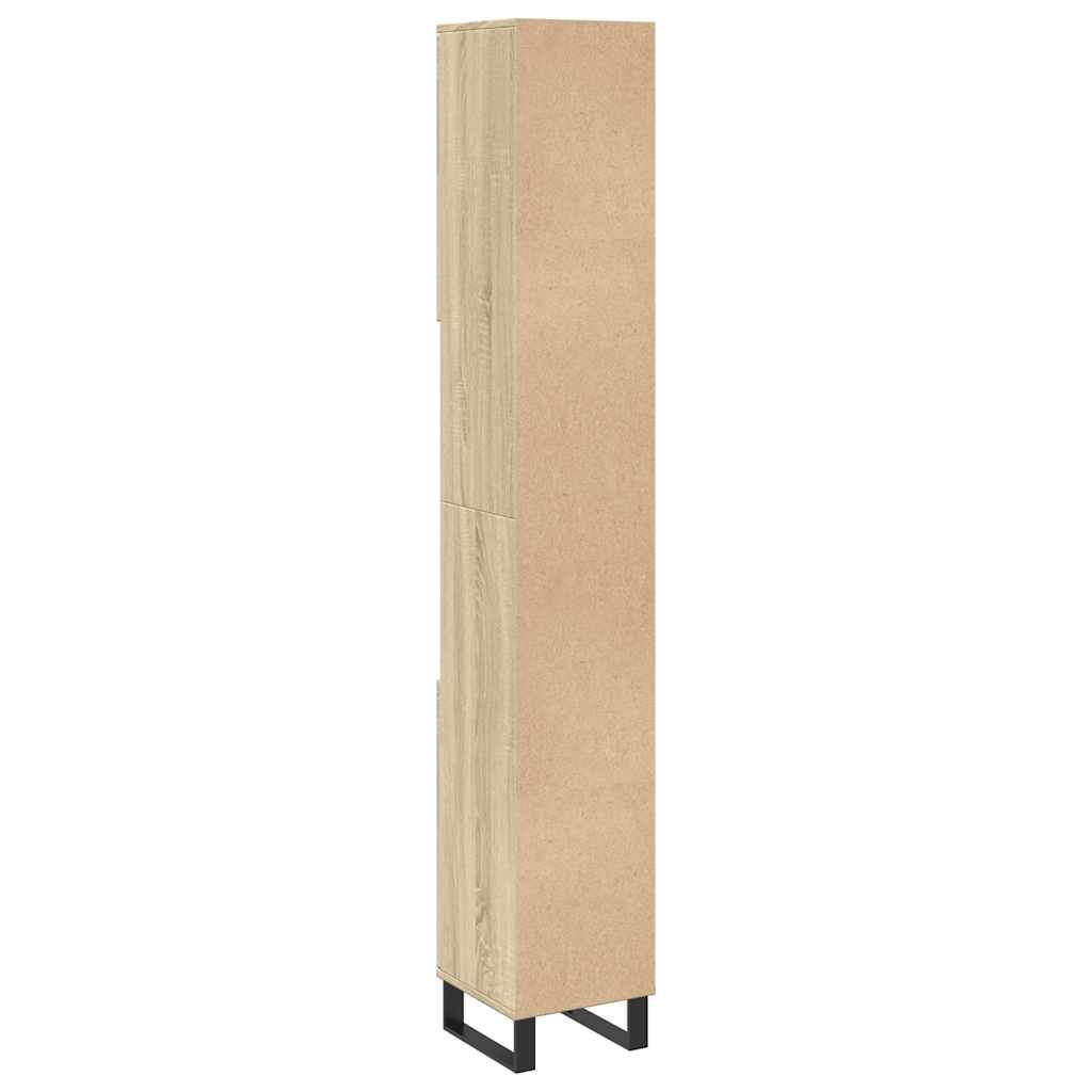 Armario de baño madera contrachapada roble Sonoma 30x30x190 cm
