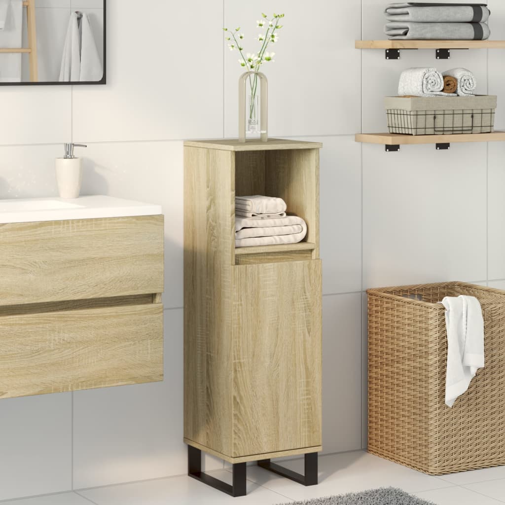 Armario de baño madera contrachapada roble Sonoma 30x30x100 cm