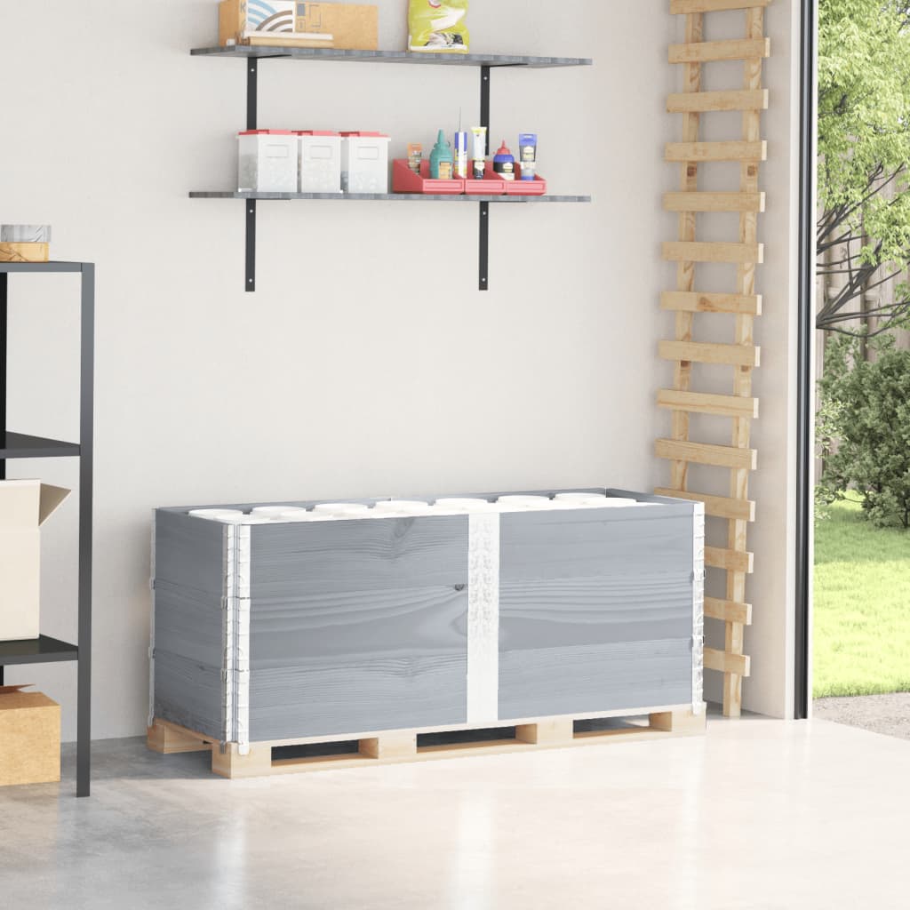 Collares de palets 2 uds madera maciza de pino gris 100x100 cm