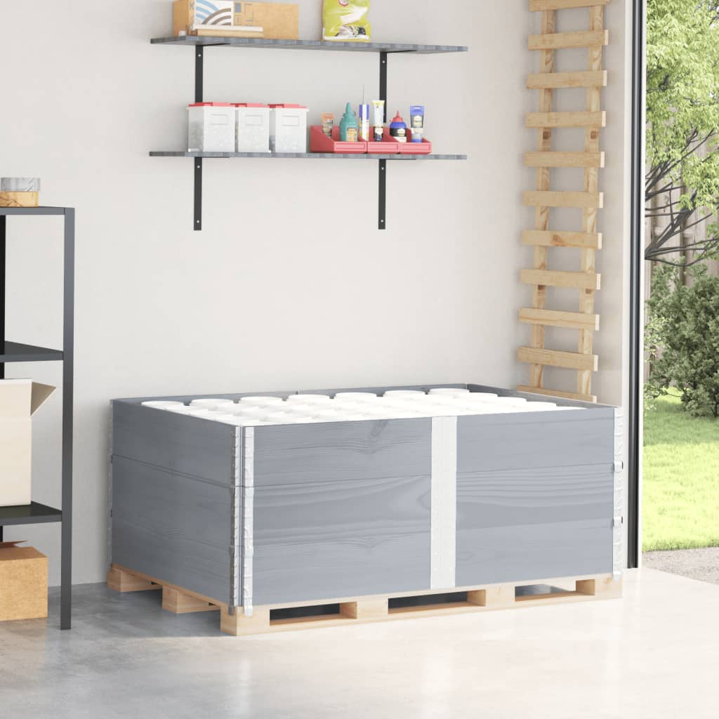 Collares de palets 2 uds madera maciza de pino gris 100x100 cm