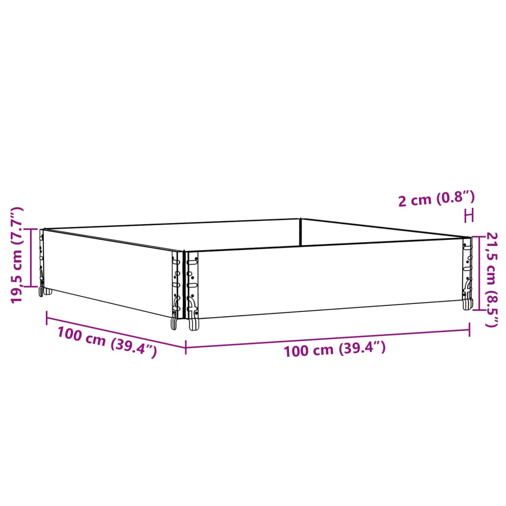 Jardinera de madera maciza de pino 100x100 cm