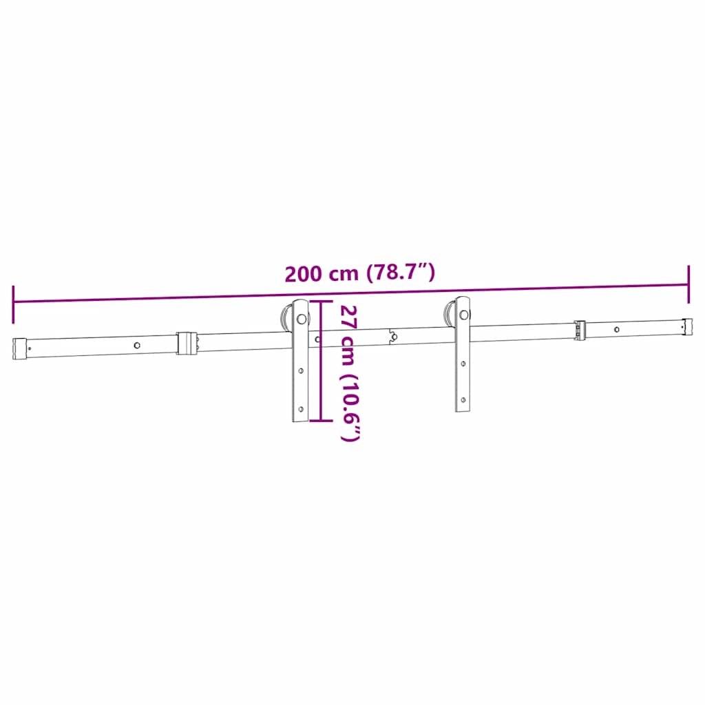 Kit de herrajes para puertas correderas acero negro 200 cm