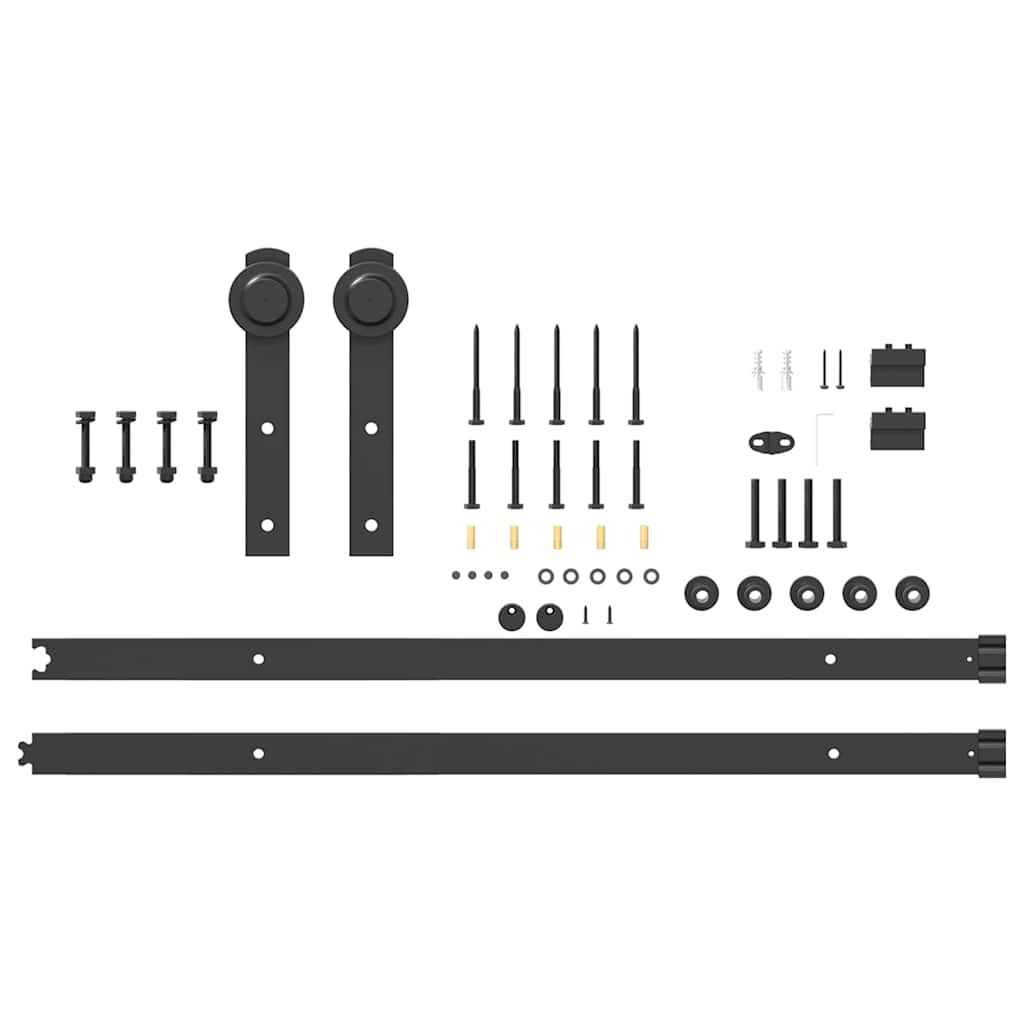 Kit de herrajes para puertas correderas acero negro 200 cm