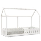Cama con forma de casa de niños madera maciza blanca 80x200 cm