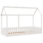 Cama con forma de casa de niños madera maciza blanca 80x200 cm