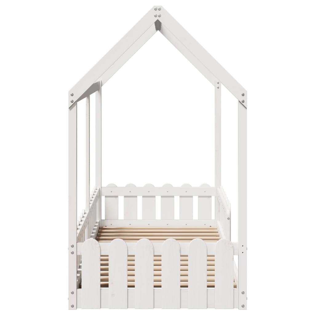 Cama con forma de casa de niños madera maciza blanca 80x200 cm