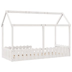 Cama con forma de casa de niños madera maciza blanca 80x200 cm