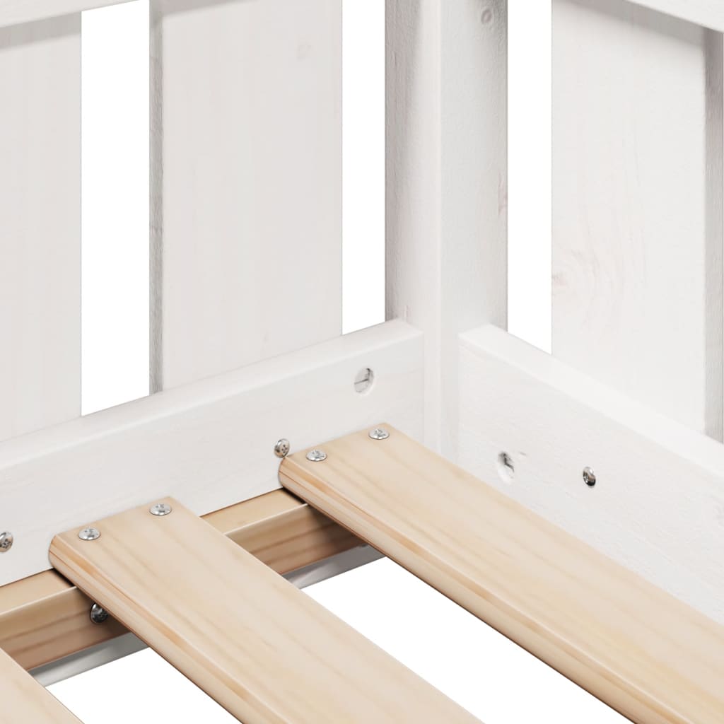 Cama con forma de casa de niños madera maciza blanca 80x200 cm
