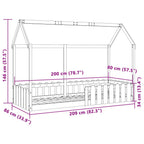 Cama con forma de casa de niños madera maciza blanca 80x200 cm