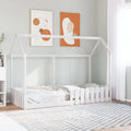 Cama con forma de casa de niños madera maciza blanca 80x200 cm
