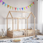 White solid wood children's house bed 80x200 cm