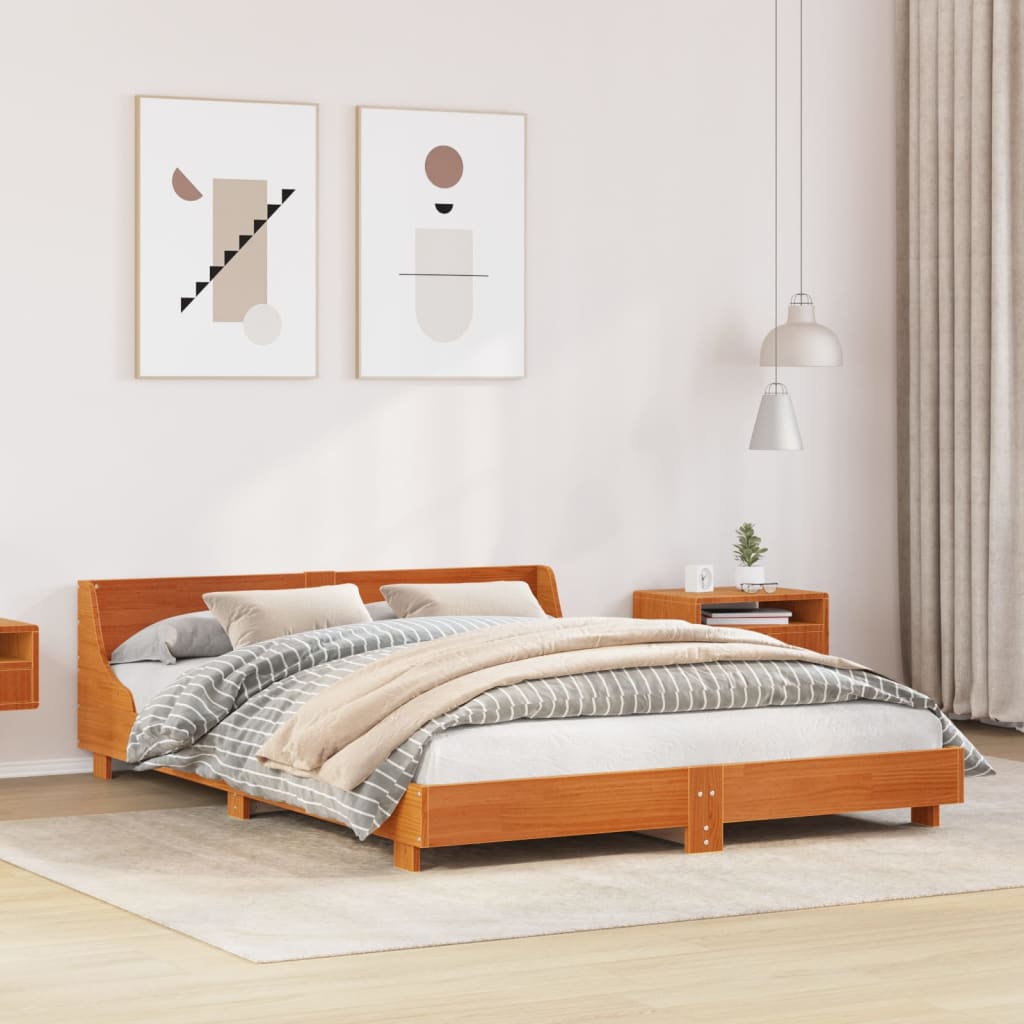 Cama sin colchón madera maciza de pino blanca 180x200 cm