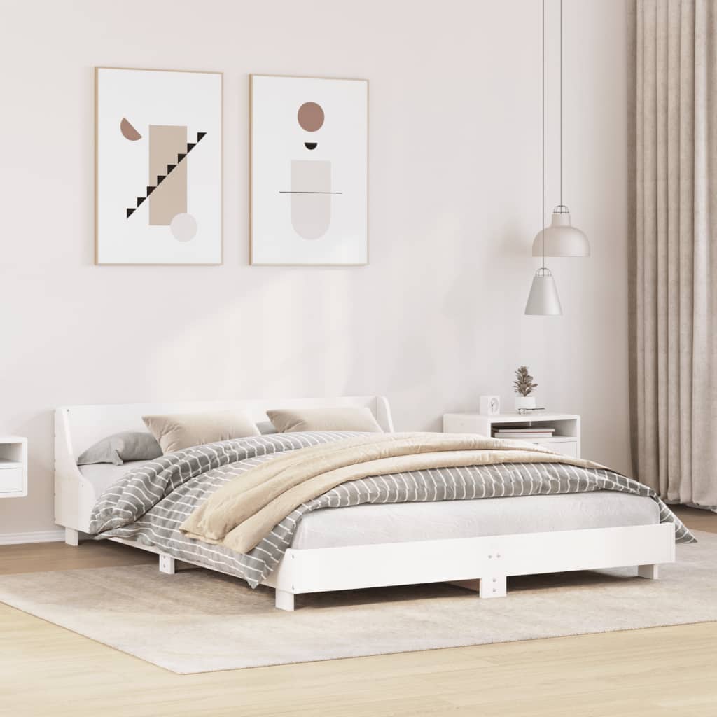 Cama sin colchón madera maciza de pino blanca 180x200 cm