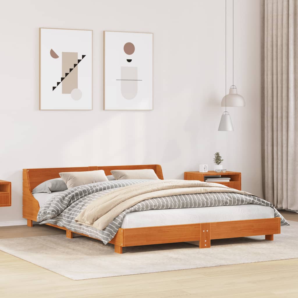 Cama sin colchón madera maciza de pino blanca 180x200 cm