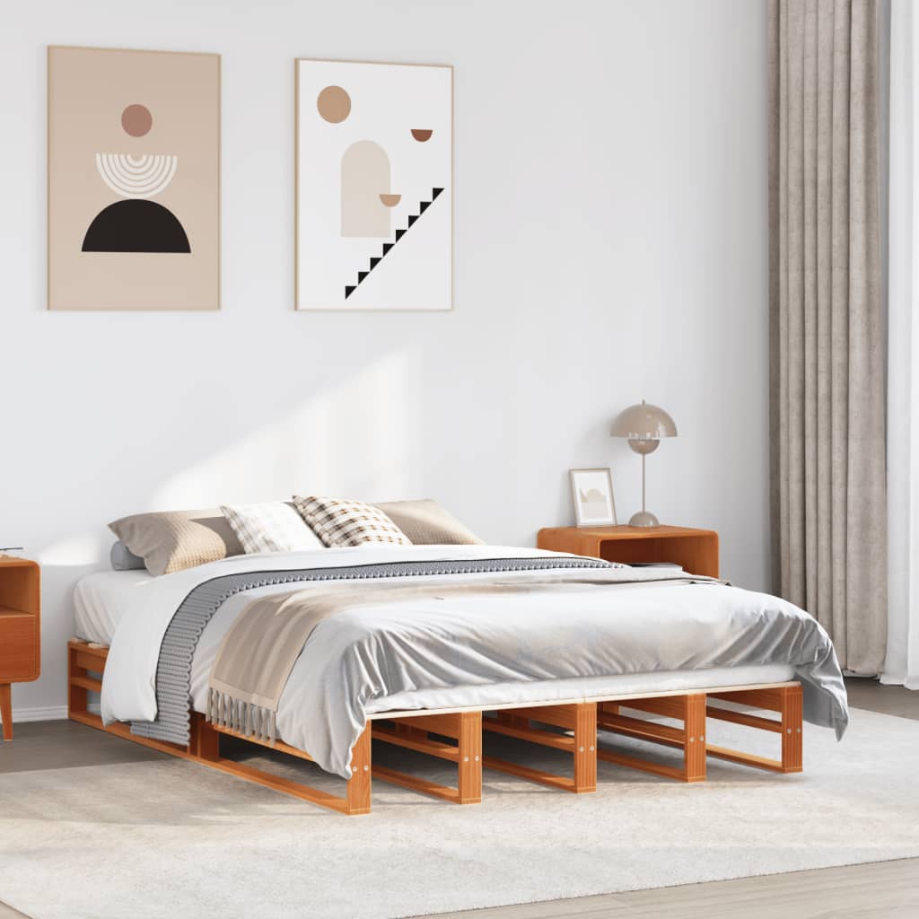 Cama sin colchón madera maciza de pino blanca 180x200 cm
