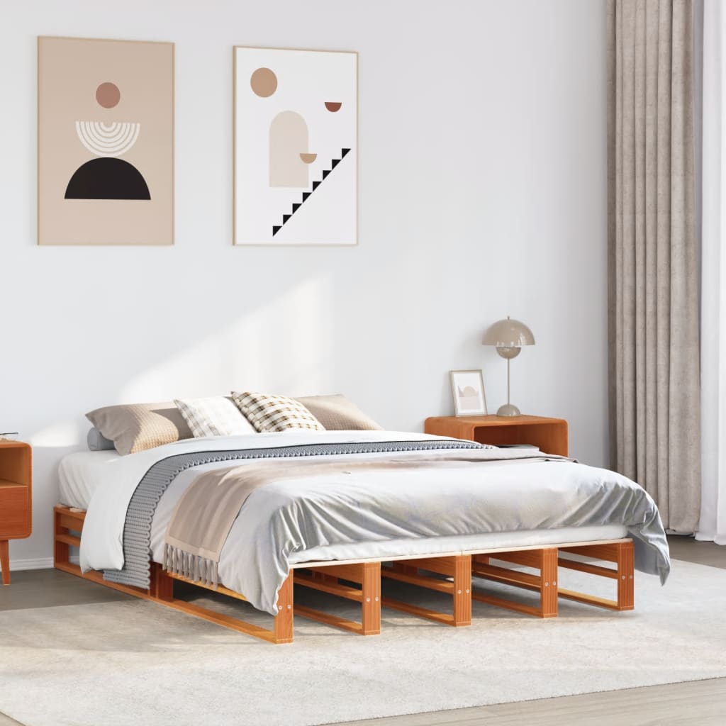 Cama sin colchón madera maciza de pino blanca 180x200 cm