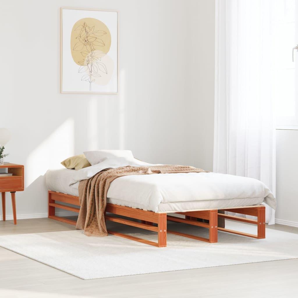Cama sin colchón madera maciza de pino blanca 180x200 cm