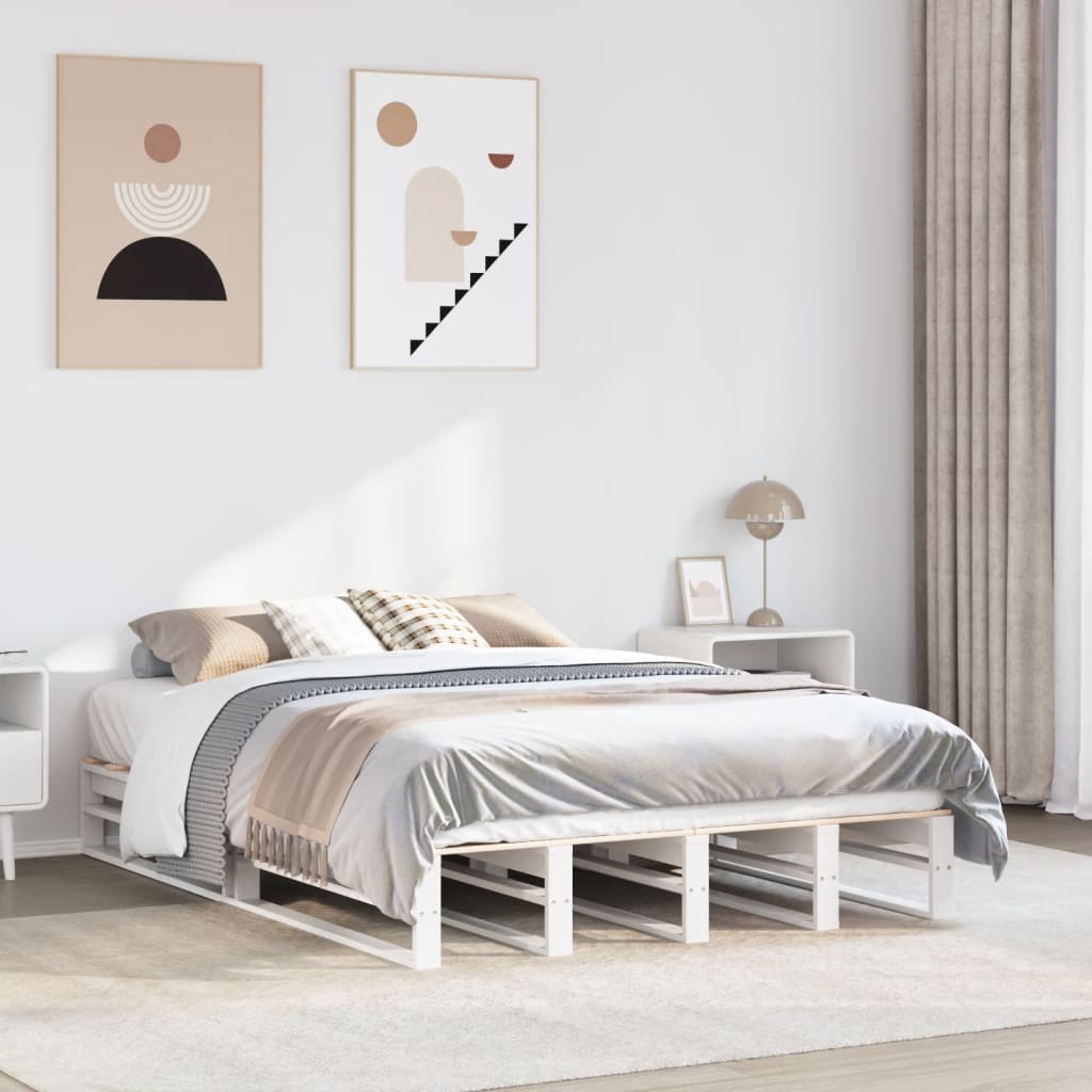 Cama sin colchón madera maciza de pino blanca 180x200 cm