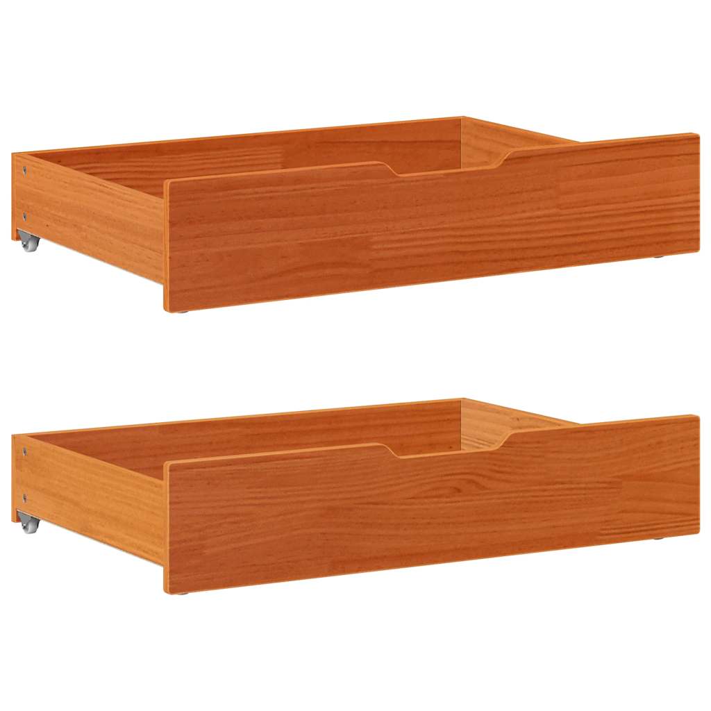 Cajones debajo cama 2 uds madera maciza pino blanco 65x55x17 cm