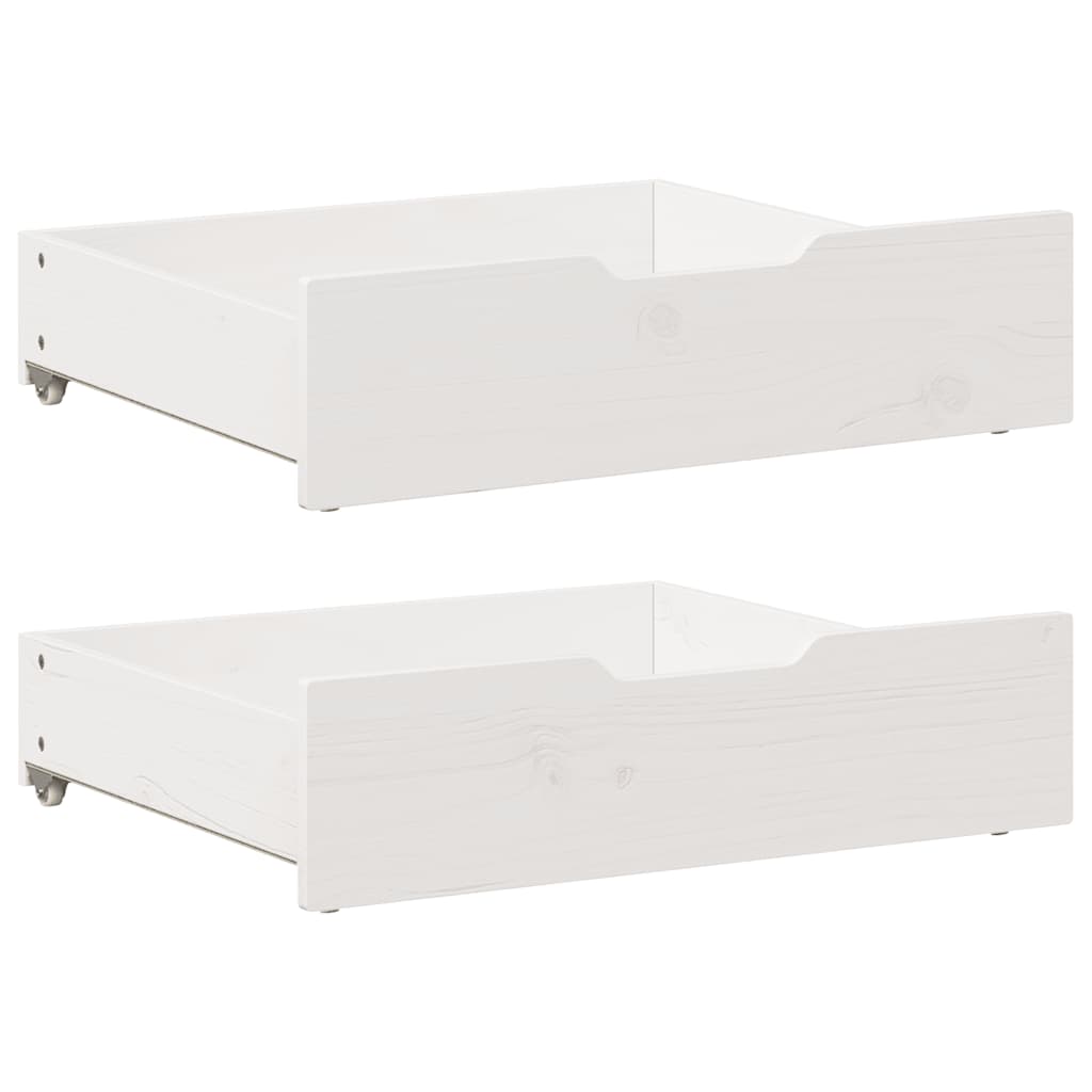 Cajones debajo cama 2 uds madera maciza pino blanco 65x55x17 cm