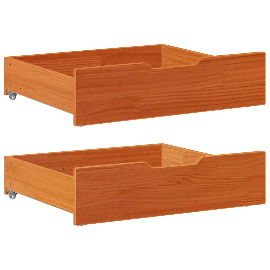 Cajones debajo cama 2 uds madera maciza pino blanco 65x55x17 cm