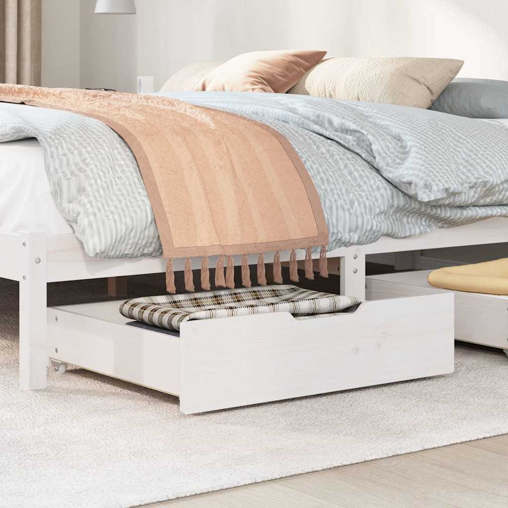 Cajones debajo cama 2 uds madera maciza pino blanco 65x55x17 cm
